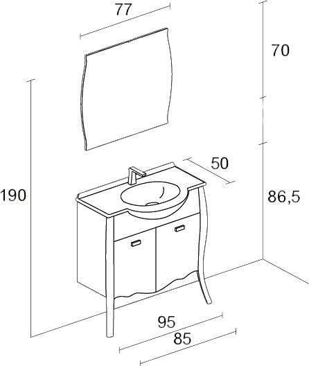 Мебель для ванной Eurolegno Clip 95 noce bianco фото в интернет-магазине «Wasser-Haus.ru»