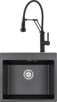 Комплект Мойка кухонная Paulmark Kante PM106052-BL черный + Смеситель Domaci Равенна DCB 7012 черный, с гибким изливом фото в интернет-магазине «Wasser-Haus.ru»