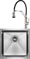 Комплект Мойка кухонная Paulmark Gerberg PM214444-BS брашированная нержавеющая сталь + Смеситель Domaci Равенна DCB 7012 сатин, с гибким изливом фото в интернет-магазине «Wasser-Haus.ru»