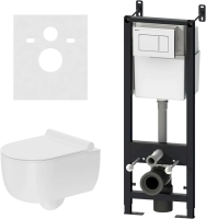 Комплект Damixa Scandinavian Pure DX36.IS10101.1701 с безободковым унитазом, кнопка смыва белая глянцевая