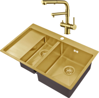 Комплект Мойка кухонная Zorg Inox PVD SZR 5178-2-R bronze + Смеситель Sanitary SZR-3216 Bronze бронза фото в интернет-магазине «Wasser-Haus.ru»