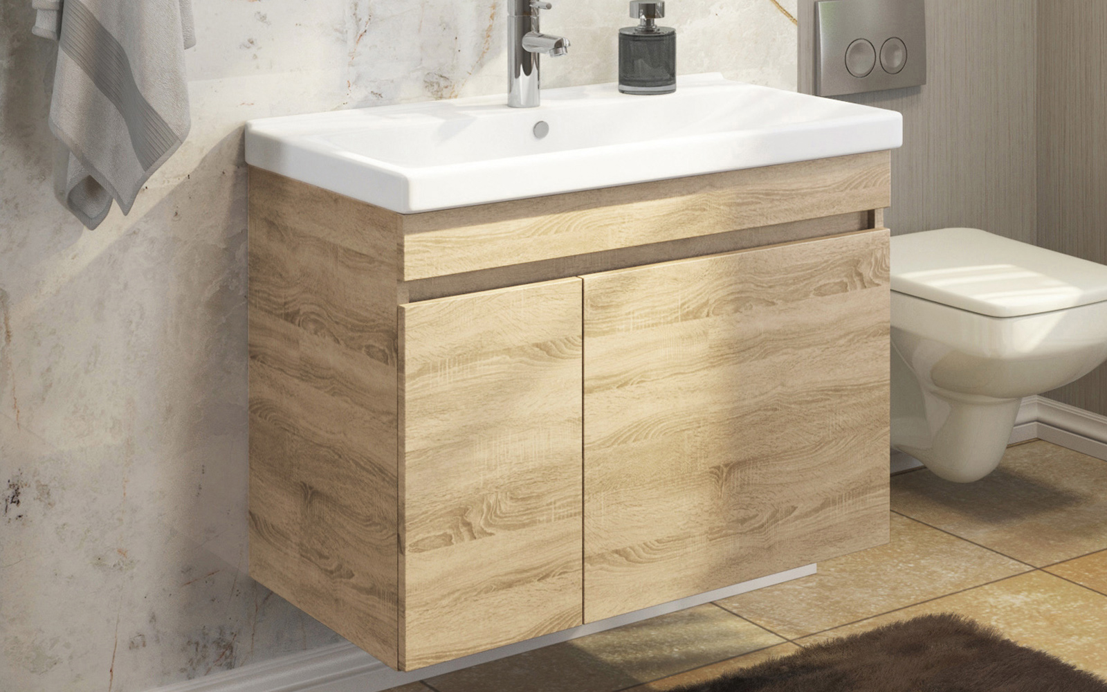 Мебель для ванной Comforty Тромсе 80 дуб сонома фото в интернет-магазине «Wasser-Haus.ru»