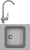 Комплект Мойка кухонная Ulgran U-604 -342 графит + Смеситель U-006 -342 графитовый фото в интернет-магазине «Wasser-Haus.ru»