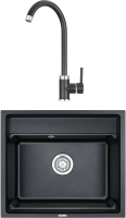 Комплект Мойка кухонная Granula Kitchen Space KS-6003 шварц + Смеситель GR-2125 шварц фото в интернет-магазине «Wasser-Haus.ru»