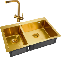 Комплект Мойка кухонная Zorg Inox PVD SZR-78-2-51 R bronze + Смеситель Inox SZR-7039 BRONZE бронза фото в интернет-магазине «Wasser-Haus.ru»