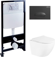 Комплект Унитаз подвесной BelBagno Uno + Инсталляция EWRIKA ProLT 0026-2020 + Кнопка 0054 черная матовая фото в интернет-магазине «Wasser-Haus.ru»