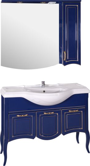 Мебель для ванной ASB-Woodline Эмили 105 синяя, патина золото фото в интернет-магазине «Wasser-Haus.ru»