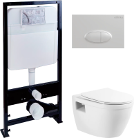Комплект Унитаз подвесной BelBagno Loto BB070CHR/SC безободковый + Инсталляция EWRIKA ProLT 0026-2020 + Кнопка 0052 белая фото в интернет-магазине «Wasser-Haus.ru»