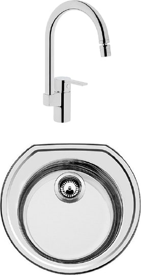 Комплект Мойка кухонная Blanco Rondoval 513312 сталь + Смеситель VitrA Fold S Sink Mixer A42155EXP для кухонной мойки фото в интернет-магазине «Wasser-Haus.ru»