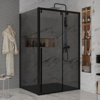 Душевой уголок Ambassador Intense 110022202IBB-110IBB 130х110 см, профиль черный фото в интернет-магазине «Wasser-Haus.ru»