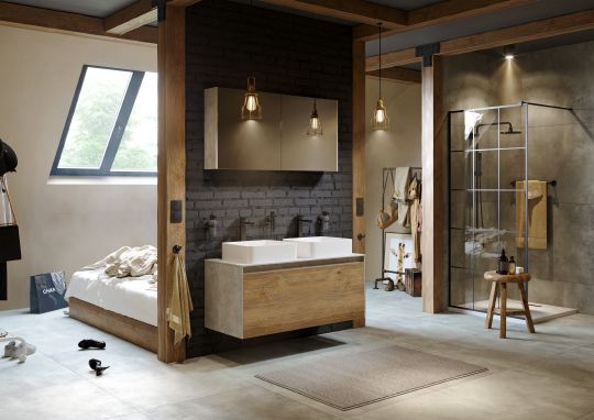 Зеркало-шкаф Aqwella 5 stars Mobi 120 бетон светлый фото в интернет-магазине «Wasser-Haus.ru»