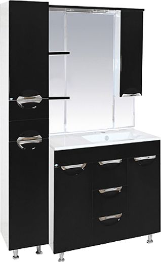 Зеркало-шкаф Misty Кристи 90 черная эмаль R фото в интернет-магазине «Wasser-Haus.ru»