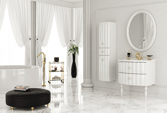 Шкаф-пенал Aima Design Pearl 30П L white фото в интернет-магазине «Wasser-Haus.ru»