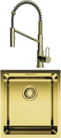 Комплект Мойка кухонная Omoikiri Tadzava 39-U/I-LG светлое золото + Смеситель Mikawa 2 Plus SB-LG светлое золото, с гибким изливом фото в интернет-магазине «Wasser-Haus.ru»