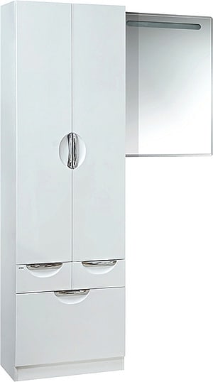 Шкаф-пенал Misty Жасмин 60 белая эмаль, с бельевой корзиной фото в интернет-магазине «Wasser-Haus.ru»