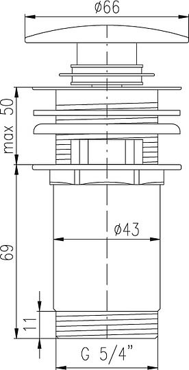 Донный клапан для раковины Rav Slezak MD0484 с регулируемой высотой фото в интернет-магазине «Wasser-Haus.ru»