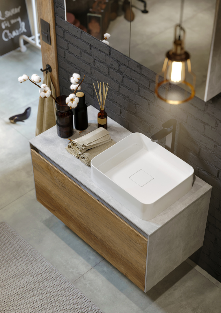 Мебель для ванной Aqwella 5 stars Mobi 100 бетон светлый, дуб балтийский фото в интернет-магазине «Wasser-Haus.ru»