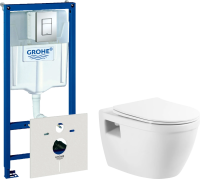 Комплект Унитаз подвесной BelBagno Loto BB070CHR/SC безободковый + Инсталляция Grohe Rapid SL 38772001 3 в 1 с кнопкой смыва + Шумоизоляция