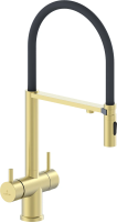 Смеситель для кухни AltroBagno Flusso 050202 OrSp с гибким изливом, матовое золото фото в интернет-магазине «Wasser-Haus.ru»