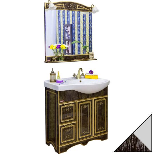 Мебель для ванной Sanflor Адель 82 венге, патина серебро, L фото в интернет-магазине «Wasser-Haus.ru»