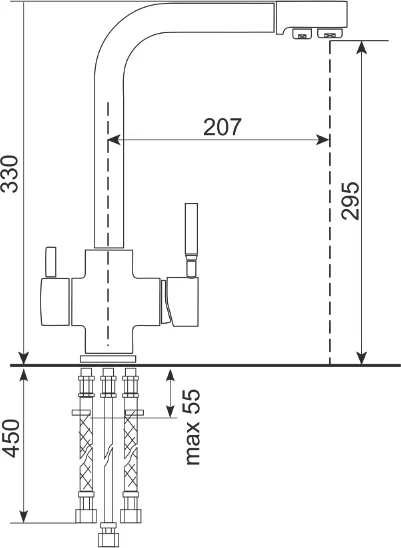 Смеситель для кухни Ulgran Quartz UQ-016 бетон фото в интернет-магазине «Wasser-Haus.ru»