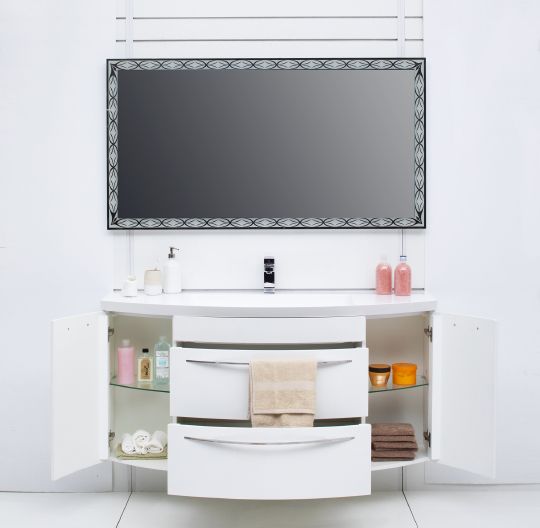 Мебель для ванной De Aqua Лонг 140 белая фото в интернет-магазине «Wasser-Haus.ru»