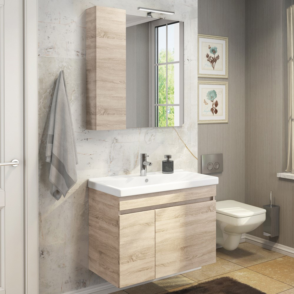 Мебель для ванной Comforty Тромсе 80 дуб сонома фото в интернет-магазине «Wasser-Haus.ru»