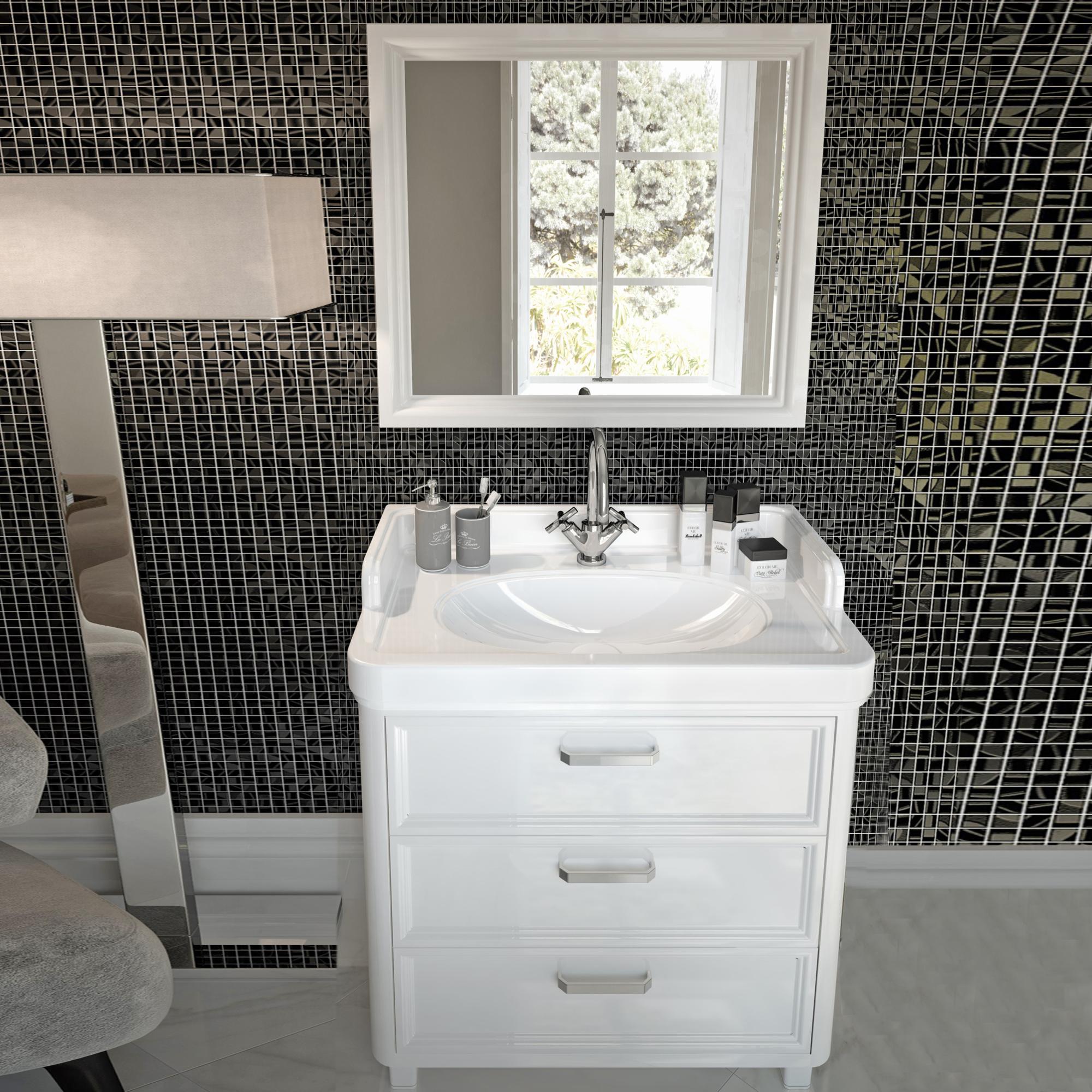 Мебель для ванной Kerama Marazzi Pompei 80 белая, с 3 ящиками фото в интернет-магазине «Wasser-Haus.ru»