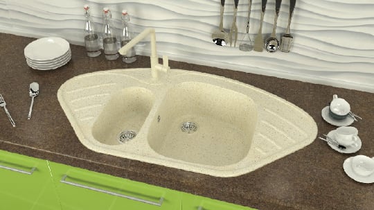Мойка кухонная ZETT lab. T023Q002 бежевая фото в интернет-магазине «Wasser-Haus.ru»