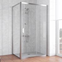 Душевой уголок Vegas Glass ZP+ZPV 100*80 08 01 профиль глянцевый хром, стекло прозрачное фото в интернет-магазине «Wasser-Haus.ru»
