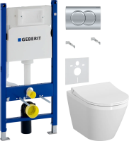 Комплект Унитаз подвесной VitrA Integra + Крышка + Инсталляция Geberit Duofix Delta 458.149.21.1 с кнопкой смыва, хром + Шумоизоляция фото в интернет-магазине «Wasser-Haus.ru»