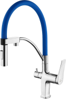 Смеситель для кухни Lemark Comfort LM3074C-Blue с гибким изливом, хром, синий фото в интернет-магазине «Wasser-Haus.ru»