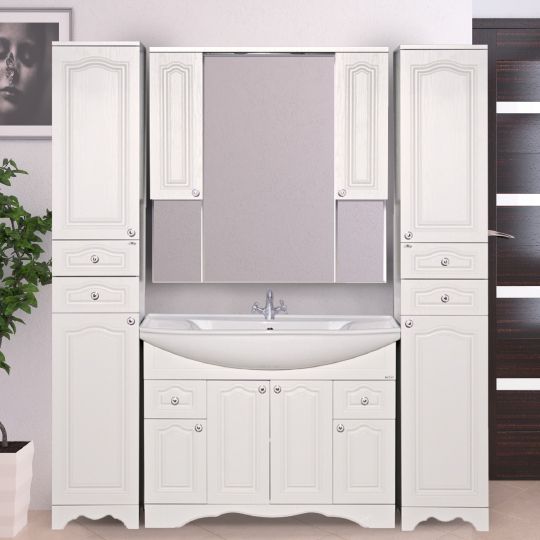 Мебель для ванной Misty Валерия 105 белая фактурная фото в интернет-магазине «Wasser-Haus.ru»