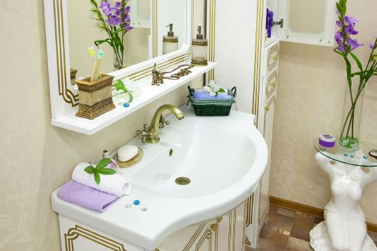 Мебель для ванной Sanflor Каир 100 белая, золотая патина фото в интернет-магазине «Wasser-Haus.ru»