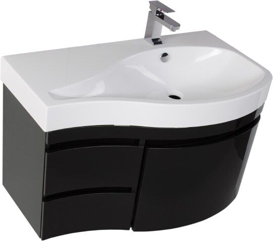 Мебель для ванной Aquanet Сопрано 95 черная с ящиком R фото в интернет-магазине «Wasser-Haus.ru»