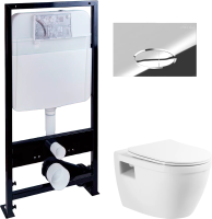 Комплект Унитаз подвесной BelBagno Loto BB070CHR/SC безободковый + Инсталляция EWRIKA ProLT 0026-2020 + Кнопка 0051 хром фото в интернет-магазине «Wasser-Haus.ru»