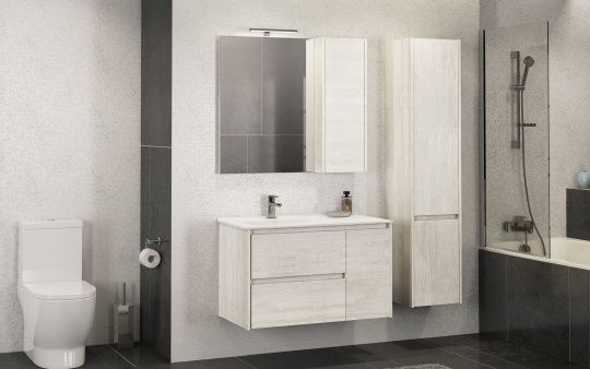Мебель для ванной Comforty Бремен 90 дуб белый фото в интернет-магазине «Wasser-Haus.ru»