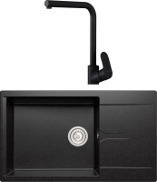 Комплект Мойка кухонная Polygran Gals 862 черная + Смеситель AM.PM Like F8005022 черный