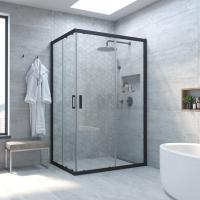 Душевой уголок Vegas Glass ZA-F Novo 110*90 02М 01 профиль черный матовый, стекло прозрачное фото в интернет-магазине «Wasser-Haus.ru»