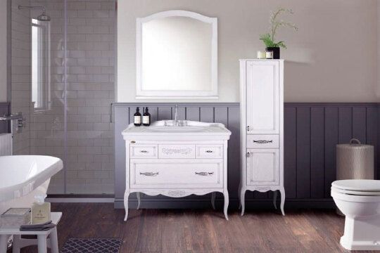 Зеркало ASB-Woodline Модерн 105 белое, патина серебро фото в интернет-магазине «Wasser-Haus.ru»