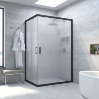 Душевой уголок Vegas Glass ZA-F Novo 110*90 02М 10 профиль черный матовый, стекло сатин фото в интернет-магазине «Wasser-Haus.ru»