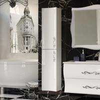 Шкаф-пенал Aima Design Amethyst 30П L white, вогнутый фото в интернет-магазине «Wasser-Haus.ru»