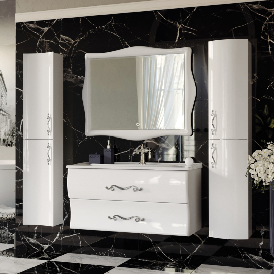 Шкаф-пенал Aima Design Amethyst 30П R white, выпуклый фото в интернет-магазине «Wasser-Haus.ru»