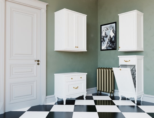 Шкаф ValenHouse Лиора 40 белый, фурнитура золото фото в интернет-магазине «Wasser-Haus.ru»