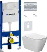 Комплект Унитаз подвесной Ideal Standard I Life B T461401 безободковая, euro white + Крышка T500301 с микролифтом + Инсталляция Geberit Duofix Delta 458.149.21.1 с кнопкой смыва, хром + Шумоизоляция фото в интернет-магазине «Wasser-Haus.ru»