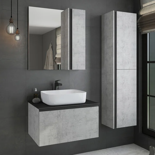Зеркало Comforty Эдинбург 75 бетон светлый фото в интернет-магазине «Wasser-Haus.ru»