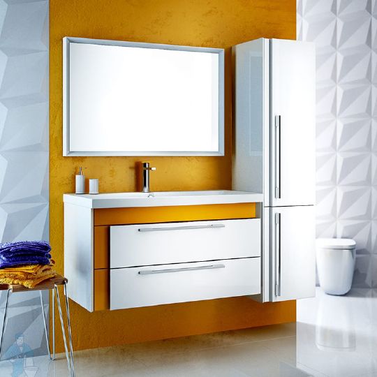 Мебель для ванной Iddis Color Plus 90 белая, горчичная фото в интернет-магазине «Wasser-Haus.ru»
