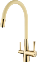 Смеситель для кухни Lemark Comfort LM3075G-Beige с гибким изливом, золото, бежевый