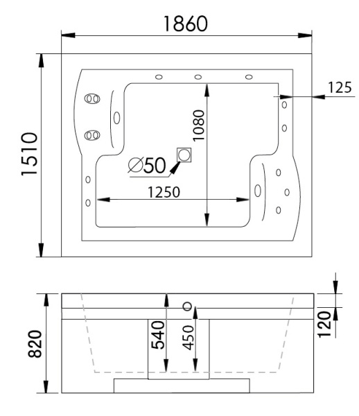 Акриловая ванна Gemy G9052 II K R фото в интернет-магазине «Wasser-Haus.ru»