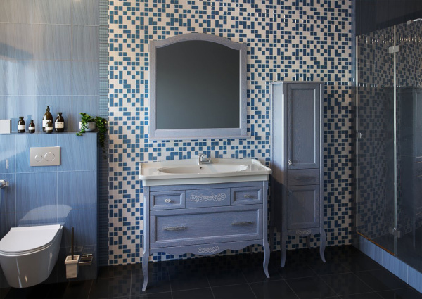 Мебель для ванной ASB-Woodline Модерн 105 рошфор, белая патина фото в интернет-магазине «Wasser-Haus.ru»